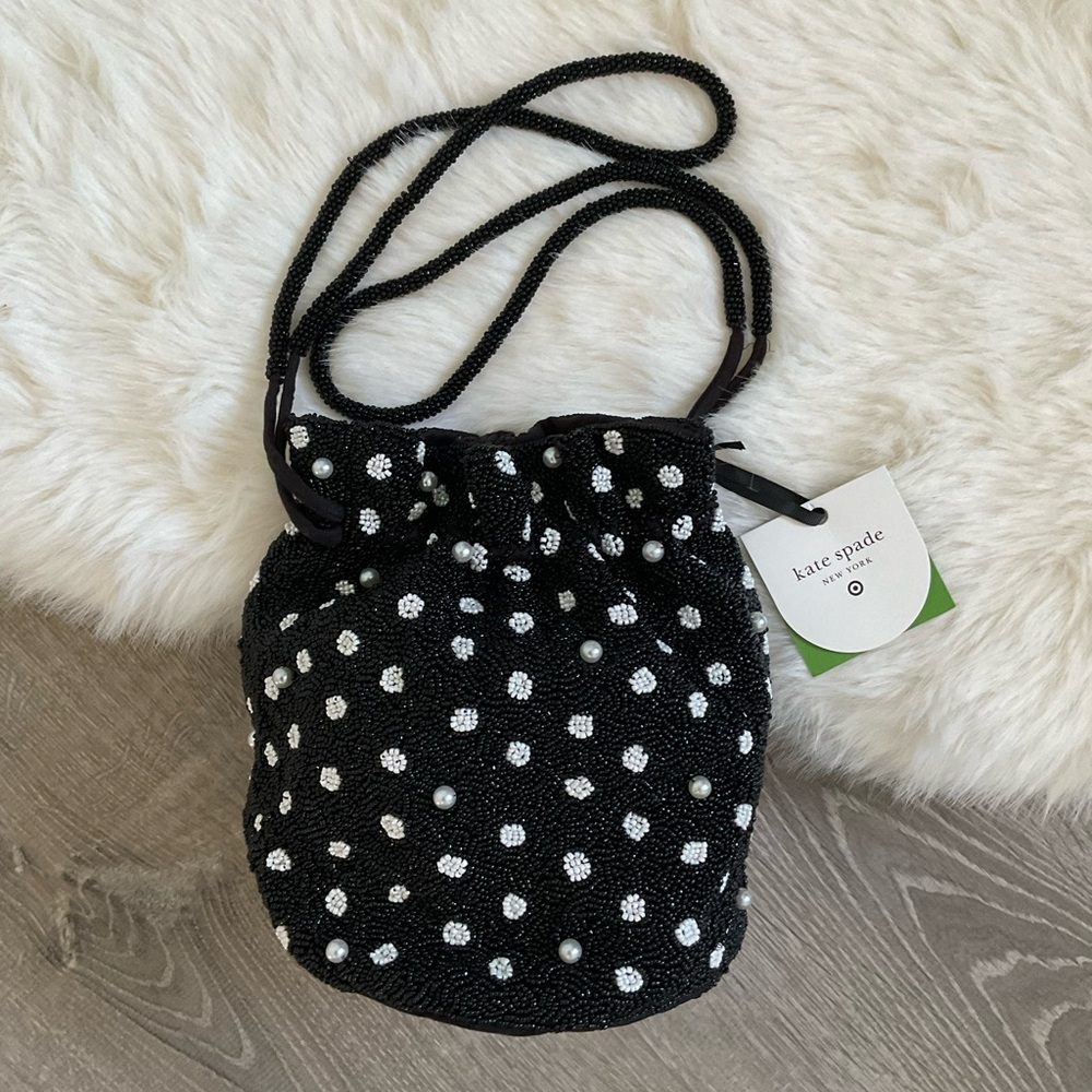 ♠️🤍kate Spade new york x Target Black & White Beaded Polka Dot Drawstring Bucket